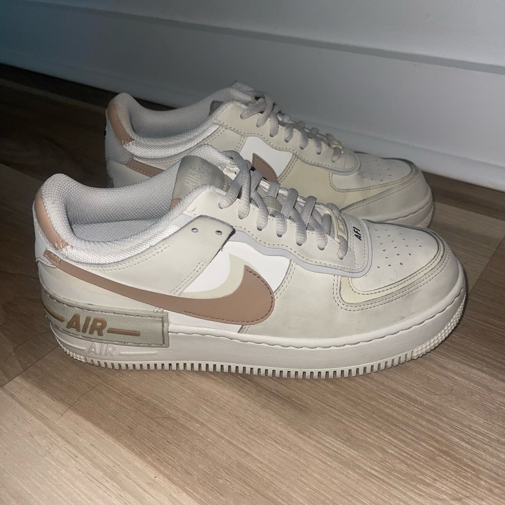 Nike Air Force 1 Sneakers in Cream and Tan